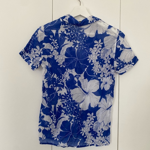 J Crew Short-Sleeve Pajama Top in Blue Floral - Picture 7 of 8